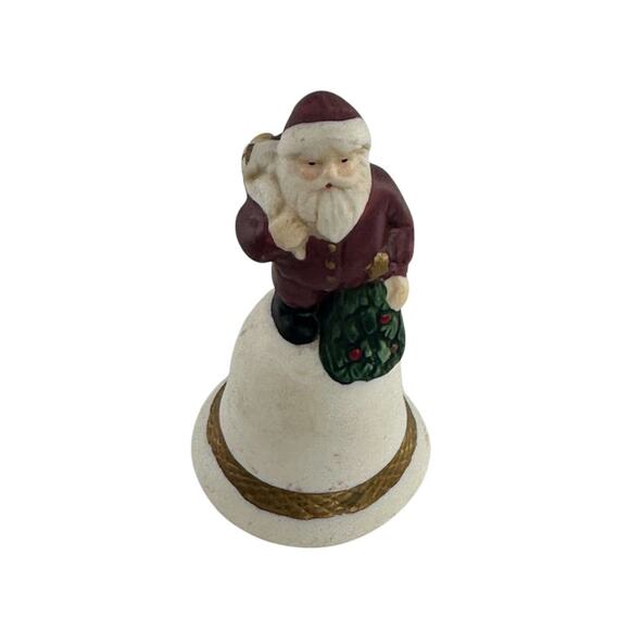 Vintage Miniature Porcelain Santa Bell By Russ Berrie Christmas Decor - Picture 15 of 16